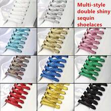 1 Pair Shiny Sequin Shoelaces - Fashionable Metallic Silver And Gold - Durable Flat Shoelaces, Suitable For Sneakers And Running Shoes - Multicolor - View 2