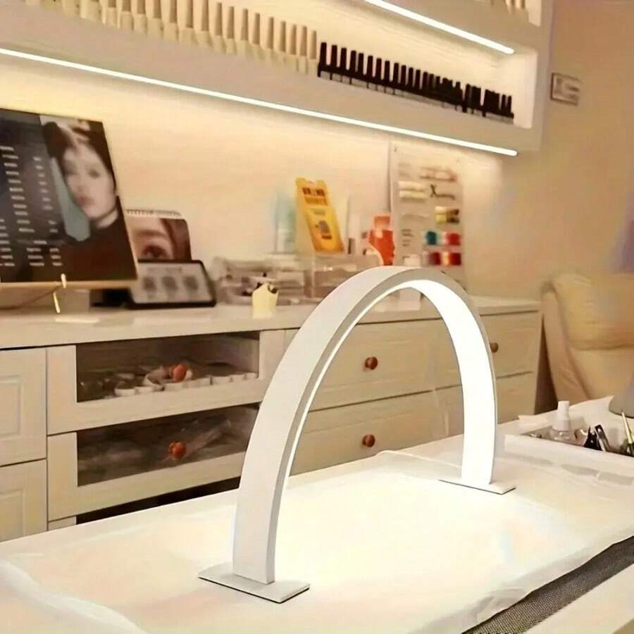 1pc LED Nail Lamp, Modern Crescent-Shaped Shaped Reading & Writing Desk Lamp, Beauty Nail Supplementary Light, USB Powered, 10-Level Dimming, 3 Light Color Modes, Suitable For Nail Art, Study, Living Room, Cabinet Decor, Thoughtful Mother's Day Gift - 彩色 - 查看 1