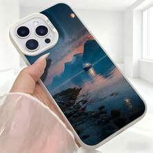 Cubierta de telefono con diseño de paisaje montano y barco azul oscuro para iPhone 14 Pro Max con texto SO COOL ideal para uso diario en cafeterias y viajes - Negro - Ver 5