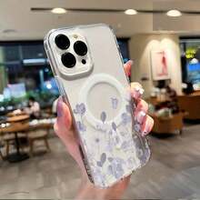 Susurro de Lavanda Matutina, Anillo Magnético Transparente Premium, Carga Inalámbrica, Funda Dura Engrosada a Prueba de Golpes de Protección Completa, Compatible con iPhone 16/15/14/13/12/11/X/Xs/Xr/Mini/Plus/Pro/Max - Elegante Opción de Regalo SHLP0197 - Azul - Ver 3