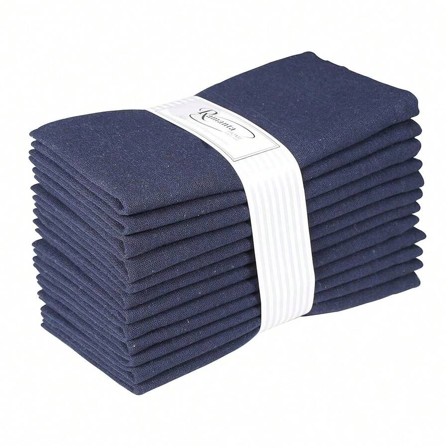 12-Pack 1OO% Cotton Dinner Napkins 18 By 18-Inch Soft Absorbent Comfortable - Ideal For Events And Regular Use - Navy,18x18EveryDayNapkin,Navy - Navy - 查看 1