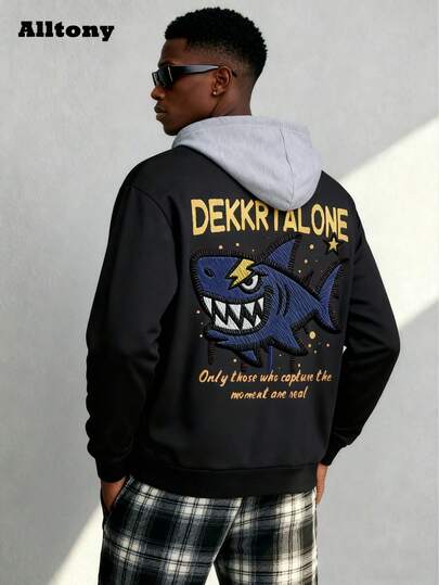 Alltony Áo khoác nỉ trùm đầu lót nhiệt thu/đông mới dành cho nam: Với thiết kế phối màu đen và xám cùng túi lớn tiện lợi, chiếc áo nỉ này phù hợp để mặc hàng ngày. Sự kết hợp hoàn hảo giữa phong cách, sự ấm áp và tính thực dụng, giúp nó phù hợp với nhiều dịp khác nhau như phong cách đường phố, tụ tập thường ngày và đi làm.