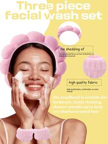 Bộ 5 món cao cấp siêu mềm mại dùng cho spa, bao gồm 1 băng đô mặt/2 băng cổ tay mặt/1 dây buộc tóc/1 bông trang điểm, thích hợp cho trang điểm, làm sạch da, chăm sóc da. Băng đô bông mềm mại như nhung, chất liệu vải khăn thấm hút tốt, dây buộc tóc bông xốp, thích hợp cho chăm sóc da, tẩy trang, tắm, dành cho phụ nữ và bé gái. - Nhiều màu - Xem 3