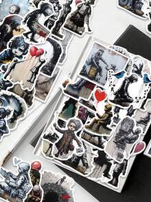 50 Stücke Retro Straßen Graffiti Stil Aufkleber für Urlaubsparty Dekoration, Schulanfang, Klassenprämie, Geburtstagsgeschenk, Skateboard, Gepäck, Fahrrad, Roller, Gitarre, Zeitplanbuch, Wasserflasche, Aufkleber - Material: PVC, Muster: Cartoon, Farbe: Gemischt, Oberflächenempfehlung: Kunststoff, Glas, Metall, Keramik, Montagetyp: selbstklebend, Wiederverwendbarkeit: Einmalgebrauch, Form: Unregelmäßig, Markenname: YWWBLD