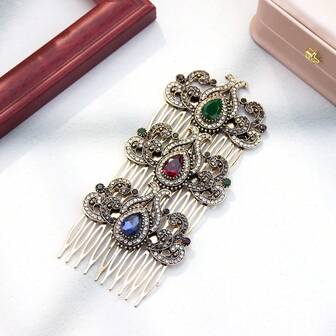 1件复古奥斯曼土耳其风格女士发梳，镂空花卉图案，尼泊尔古典女士发饰，适合阿拉伯传统节日佩戴