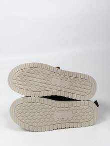 1 Pair Women's New Fashion Casual Sports Shoes, Solid Color Sports PU Leather Lace-Up Zipper Decor, New Fashion Women Casual Sports Shoes For Home, Holiday, Office, All Seasons