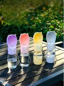 1 pieza Botella de agua portátil de plástico para mascotas para uso en exteriores, resistente a altas temperaturas, adecuada para pasear perros, viajar, beber agua para gatos, alimentar, contenedor de comida y agua, suministros para mascotas de mano - 500ml - Ver 1