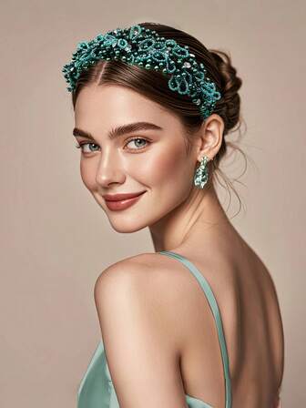 Crystal Headbands, Fashionable Bridal Pearl Hairbands, Beaded And Hand Woven Rhinestone Decorations. Very Suitable For Women's Hair Accessories For Weddings, Holidays, Parties, And Christmas