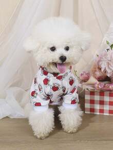 LUCKIE LABO 1件情人节天使爱心印花连帽衫，可爱休闲宠物服装，适合吉娃娃等小型犬，室内外均可穿着。 - 白色 - 查看 7