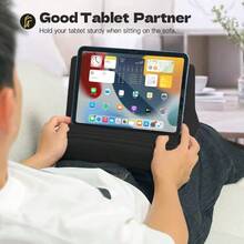 1pc Tablet Pillow Stand, Multifunctional Tablet & Phone Holder Stand, Portable Lightweight Adjustable Angle E-Book Reading Stand - Black - View 5