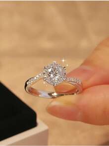 Elegant 925 Sterling Silver Ring, Suitable For Daily Wear And Gift Occasions, Valentine's Jewelry, Hollow Twisted Four-Claw Round Engagement Ring - Diamond Ring Type D - View 4