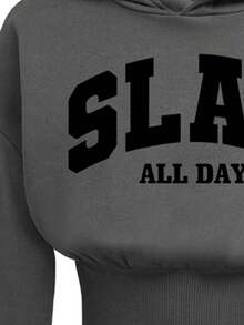 Tween Girl Letter Graphic Hoodie Sweatshirt And Flare Pants Set