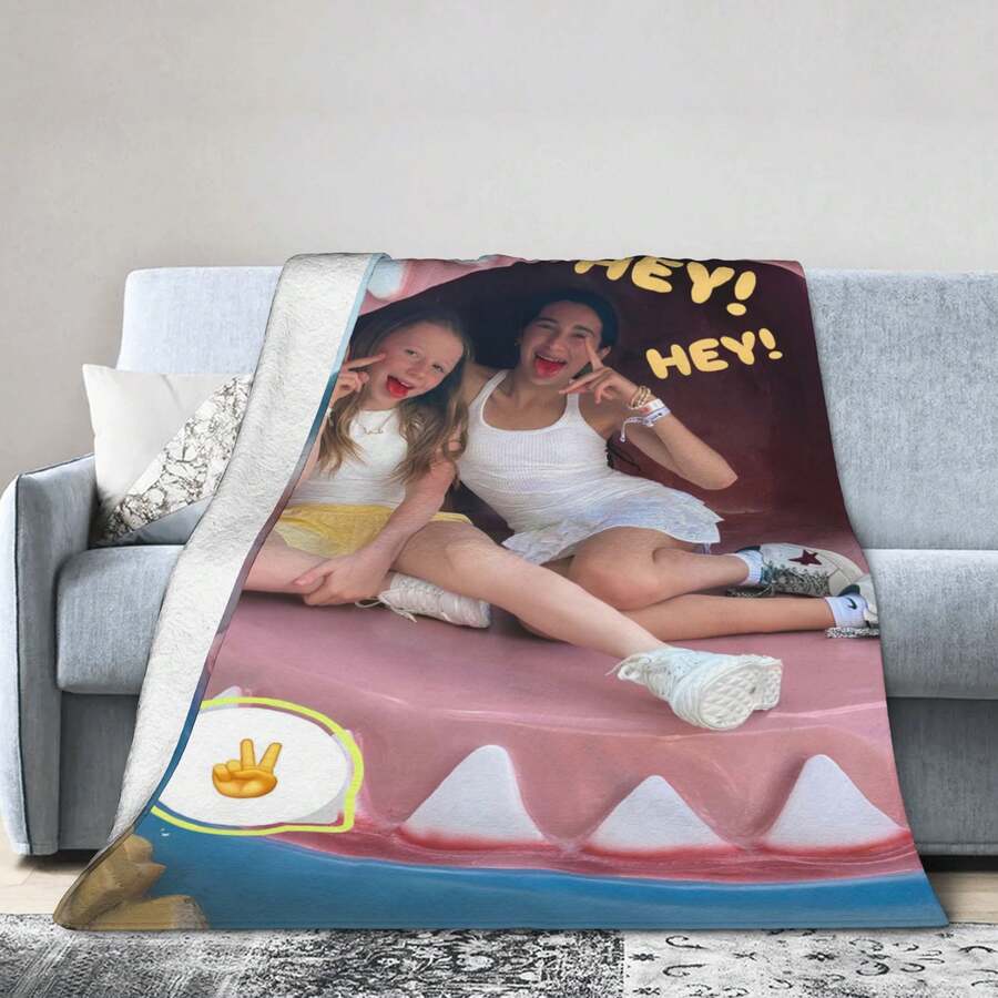 Nastya Ultra Soft Blanket - All-Season Cozy Throw With Cartoon Character Design, Light Beige, Plush Texture, Perfect Gift For Fans, Couch Bedding - White - View 1