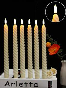 3/6/10/12支装无焰LED蜡烛灯 - 逼真的火焰舞动效果，长杆设计，适用于圣诞节、万圣节、情人节、婚礼、家居装饰、餐桌摆饰等室内场合 - 不含AAA电池 - 母亲节、派对、教堂活动的理想礼物 - 节能环保，营造节日氛围，装饰照明，经久耐用，环境照明，派对策划师的理想之选 - 米色 - 查看 9