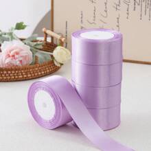 1 Roll 0.6cm/4cm Wide Satin Ribbon, DIY Hair Bow, Cake Decoration, Gift Wrapping, - Mauve Purple - View 5