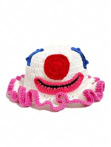 1 件男女通用手工编织小丑风格便帽，有趣独特的街头嘻哈 Y2K 帽 - 小丑 - 查看 6