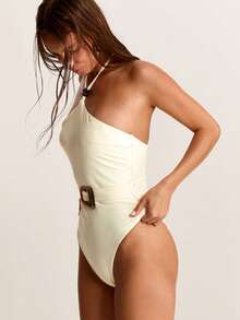 Mother's Day Summer Swimwear White Sexy Backless Swimsuit, Bohemian Style Holiday Outfit Suitable For Summer Beach Vacation, Women's Elegant Swimsuit Set Women's Elegant Swimwear Set - White - View 1