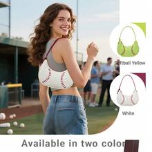 Women's Baseball Stitch Underarm Shoulder Bag, Sporty Casual Designer Purse - 白色 - 查看 2