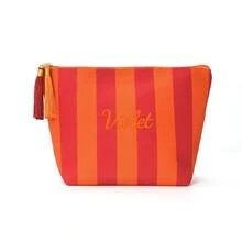 Custom Embroidered Striped Makeup Bag, Color Block Cosmetic Pouch, Travel Toiletry Bag, Lightweight Portable Organizer For Daily Use, Coin Purse - Multicolor - View 14