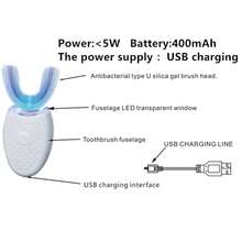 Ultrasonic U-Shaped Toothbrush, Teeth Whitening, Adult Electric Toothbrush - 360° Oral Cleaning, Hands-Free, Gum Protection - Wireless Charging And LED Light 400mAh - Multicolor - View 7