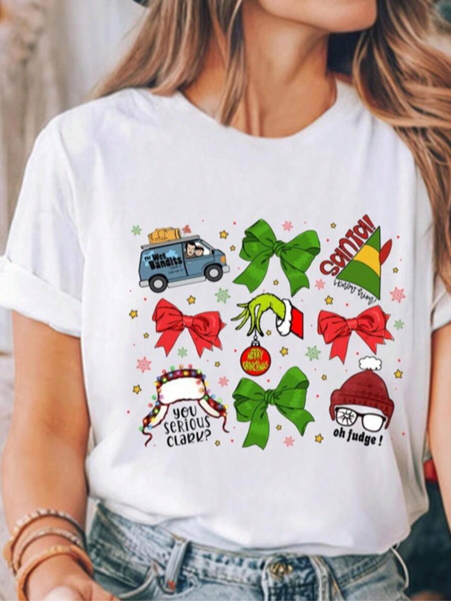 90s Christmas Movie Shirt_ Cartoon Comedy Xmas Outfit - 白色 - 查看 1
