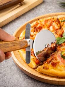 1 pieza Juego de utensilios de cocina de madera de palo de rosa, pelador de acero inoxidable, rallador de queso, cortador de pizza, utensilios de hornear - Multicolor - Ver 5