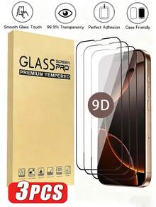 3pcs Full Coverage High Definition Anti-Scratch Anti-Dust Tempered Glass Screen Protector, Compatible With 17 Pro Max/17/17 Pro/17 Air/16 Pro Max/16/16 Plus/16 Pro/15 Pro Max/15/15 Pro/15 Plus/14/13/12/11/XS/6/7/8 Plus/SE2/SE3. Birthday, Family, Friend Gift, Phone Screen Protector, Phone Accessories, Waterproof, Shockproof, Anti-Fall, Anti-Fingerprint. - Clear - View 21