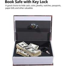 Metal Locked Box With Key, Secret Hidden Metal Lock Box, Money Box Safe, Money Saving, Small Fake Book Safe, Creative Gift Piggy Bank, Dictionary Coin Bank, Secret Anti-Theft Storage Box - Size S: 18.5*12*5.5cm (7.28*4.72*2.16in) - View 8