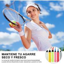 6 Pcs Cinta de Agarre para Raqueta de Tenis, Grip Raqueta Tenis Bádminton Cinta Antideslizante Mejorado para Raqueta Transpirable Grip Padel Antideslizante y Absorbente Ideal Bádminton - 6 colores - Ver 2