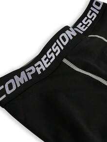 3-częściowy zestaw męskich obcisłych legginsów w stylu Boyfriend z nadrukiem liter - Czarne - Zobacz 6