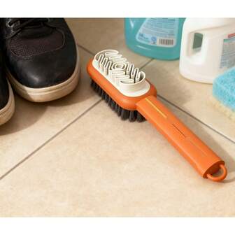 1 pieza - Cepillo de 2 en 1 para limpieza de zapatos de ante, cepillo de goma suave con cerdas, cepillo de limpieza portátil con orificio para colgar