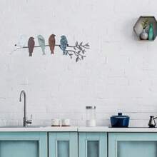 [Free Shipping] Metal Bird Wall Art - Birds On Branch With Leaves - Metal Sculpture Wall Hanging Sign For Balcony, Garden, Home Decor(Vivid Colors), Vivid Colors - 鮮豔色彩 - 查看 8