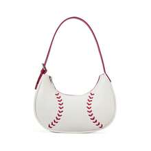 Women's Baseball Stitch Underarm Shoulder Bag, Sporty Casual Designer Purse - 白色 - 查看 1
