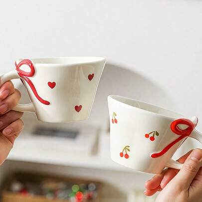 Ceramic Cup Coffee Cup Water Cup Mug Tea Cup Cup Dust-Proof Creative Cute Retro Vintage Feel Blooming Flowers