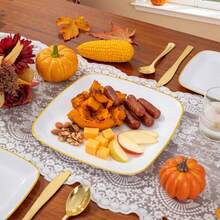 10pcs Square Gold Rimmed Plates - Heavy Duty Gold Square - Includes 10pcs 10.25 Inch Plates Or 10pcs 7.5 Inch Plates, Essential For Dinner, Dessert, Party, Wedding - White - View 7