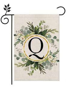 1 Piece/Linen Letter Flower Garden Flag 12x18 Inches Double-Sided Family Surname Letter Courtyard Flag, Suitable; Birthday, Theme Party Outdoor Garden Decoration, Autumn Garden Flag, Halloween Garden Flag, Christmas Garden Flag, Autumn, Halloween, Christmas Decoration - 彩色 - 查看 11