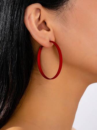 2件套 时尚彩色喷漆简约风格耳环，适合女性佩戴，可用于音乐节、派对和日常佩戴