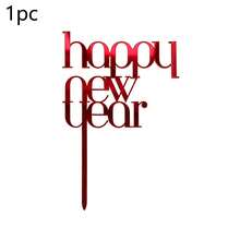 1个/3个新年快乐 Hello 2026 亚克力蛋糕装饰插牌，适用于圣诞节新年派对DIY蛋糕装饰用品 - 彩色 - 查看 8