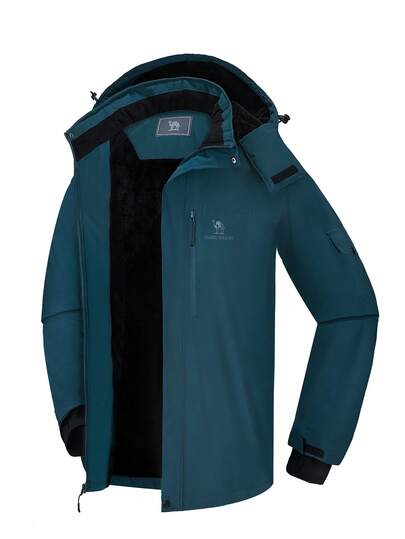 CAMEL CROWN 男士防水冬季滑雪服，带保暖内衬，防风防雪，适合户外徒步和登山