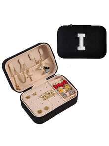 1pc A-Z Letter Jewelry Box, Bride Jewelry Box, Bridesmaid Gift Box, Mini Jewelry Box, Women's Birthday Gift, Girlfriend, Friend Gift, Christmas, Halloween, Birthday, Wedding Gift, Fashion Travel Jewelry Box, Personalized Gift - Women's Travel Jewelry Box, Teen Christmas Gift, Ring Box, Women's Gift Box, PU Leather Jewelry Box (For Rings, Pendants, Earrings, Necklaces, Etc.) - Multicolor - View 99