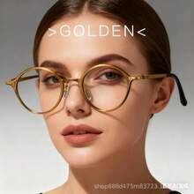 New Fashionable Men's Oval Spring Leg Small Frame Retro Metallic Glasses, Unisex Blue Light Blocking Clear Lens - Multicolor - View 7