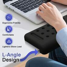 L型桌面肘垫，2个装，记忆海绵肘托，桌面边缘垫，防滑人体工学设计，缓解手腕、手掌和前臂压力，为办公室和家庭工作站提供舒适支撑，独立式电脑桌配件，长时间打字舒适之选，家庭办公必备，亦可作为圣诞礼物。
