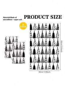 Black & White Holiday Decor Towels 2Pcs - Christmas Tree Simple Lines Absorbent Kitchen Hand Towels