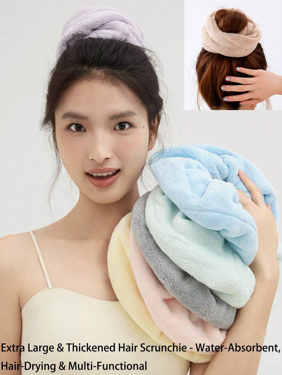 Scrunchies de cabello coreanos dulces y sencillos, no dañan el cabello, toalla turbante de secado rápido para coleta, lazos elásticos para el cabello, bandas de goma para el cabello, cuerda para el cabello - Multicolor - Ver 1