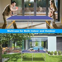 Mesa de Ping Pong Plegable 1.8X0.9 m para Interior y Exterior con Red 2 Paletas y 3 Pelotas para Adultos Adolescentes - Azul - Ver 3