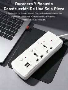 EXTENSION MULTICONTACTO REGLETA 2 ENCHUFES 2 Puertos Usb - Blanco - Ver 2
