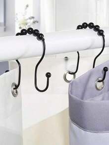 12 Piece Set With Sliding Ball Shaped Double Hook Waterproof And Rust Proof Curtain Shower Curtain Hook - Multicolor - View 10