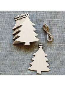 10/20件圣诞装饰木制圣诞树工艺挂牌家居装饰DIY彩绘木片，圣诞节 - 彩色 - 查看 4