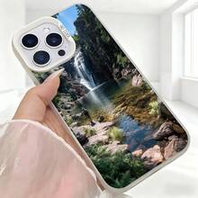 Cubierta de telefono con diseño de cascada y lago negro para iPhone 14 Pro Max funda protectora con impresion natural de paisaje montano ideal para uso diario en cafeterias y viajes - Negro - Ver 5