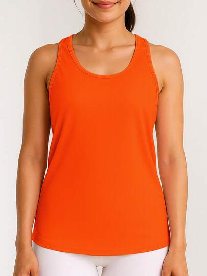 女式休闲背心，无袖纯色衬衫，适合健身房、户外运动、春夏季